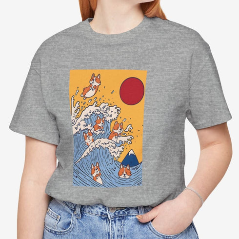 Funny Corgi Shirt for Women - Japanese Art Corgi Lover Tee